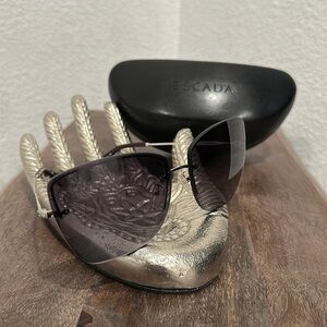 Escada Sunglasses SES939 Shiny Palladium - Smoke Gradient Smoke New!